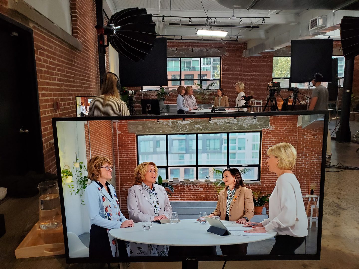 Productions Arborescence team filming in its Montreal studio